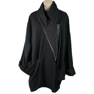 Twenty8Twelve by S Miller Oversize Sweater Jacket Asymmetric Zip Women S/M Black